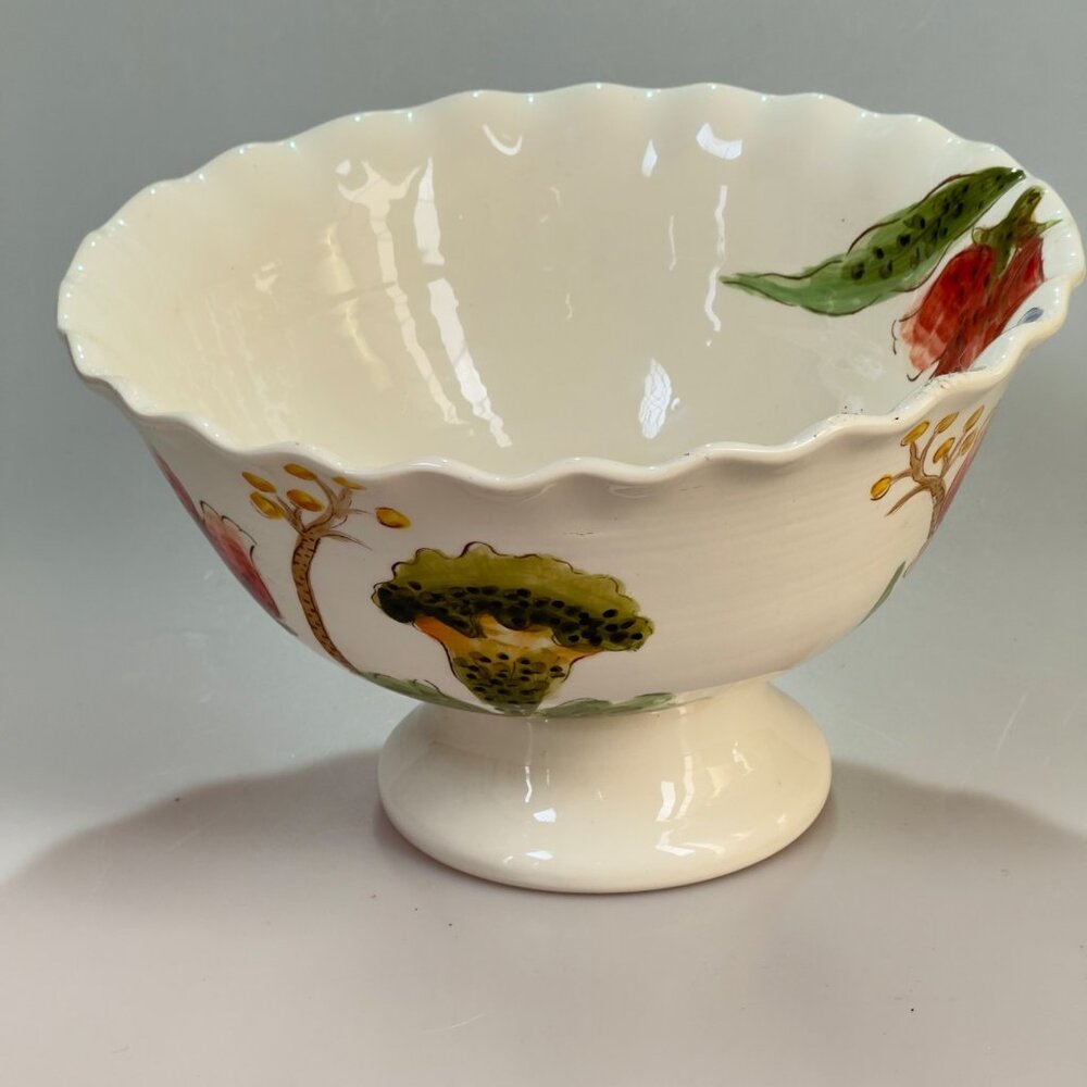 Maxcera Mum Floral Multi-Purpose Ceramic Footed Pedestal Bowl - Picture 4 of 8